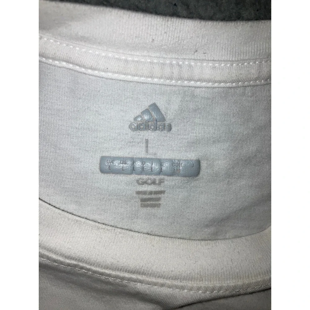 Adidas Golf Big Logo Graphic T-Shirt Mens L White Black Spellout Classic Cotton